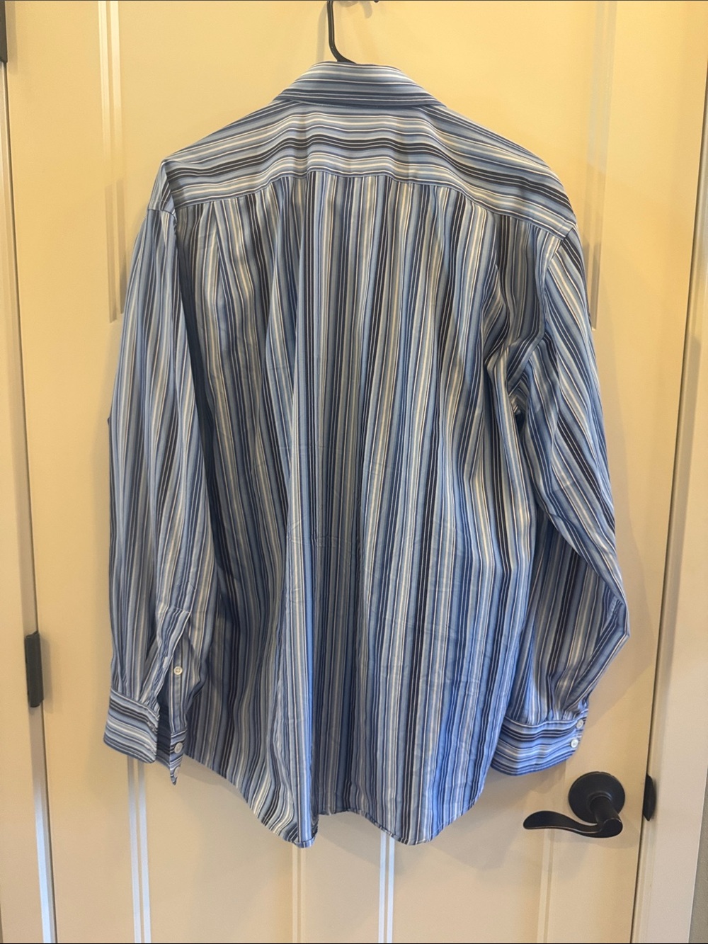 Faconnable Blue and White Vertical Stripe Men’s Dress Shirt - Picture 6 of 6